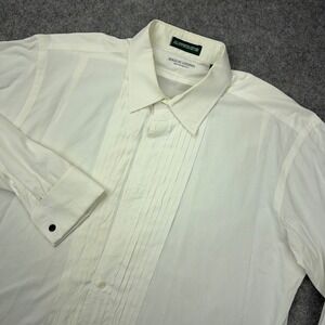 VTG Bergdorf Goodman Tuxedo Shirt Mens‎ 17x35 White Pleated Bib French Cuff